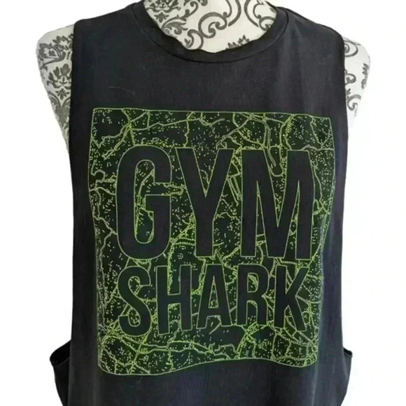 Gymshark Muscle Tank Mens M Active Gym Train Run Workout Black Green Graphic - Picture 5 of 11